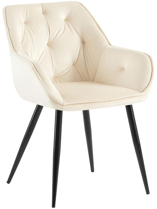 Chaise visiteur Cassis velours, crème