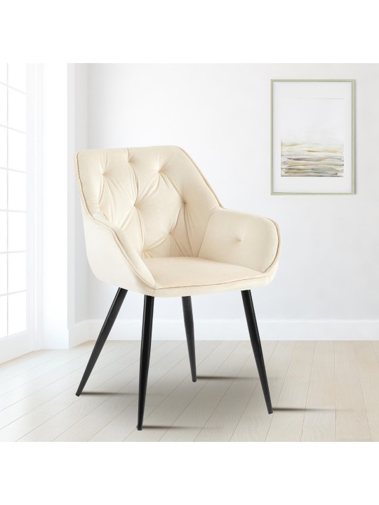 Chaise visiteur Cassis velours, crème