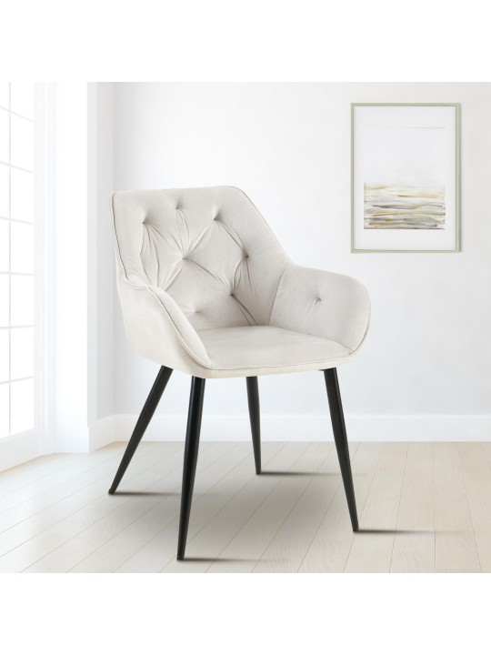 Chaise visiteur Cassis velours, gris clair