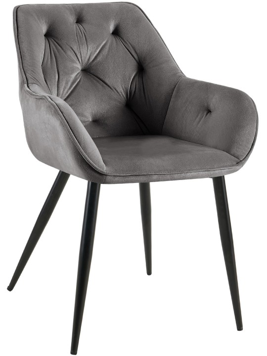 Chaise visiteur Cassis velours, gris foncé