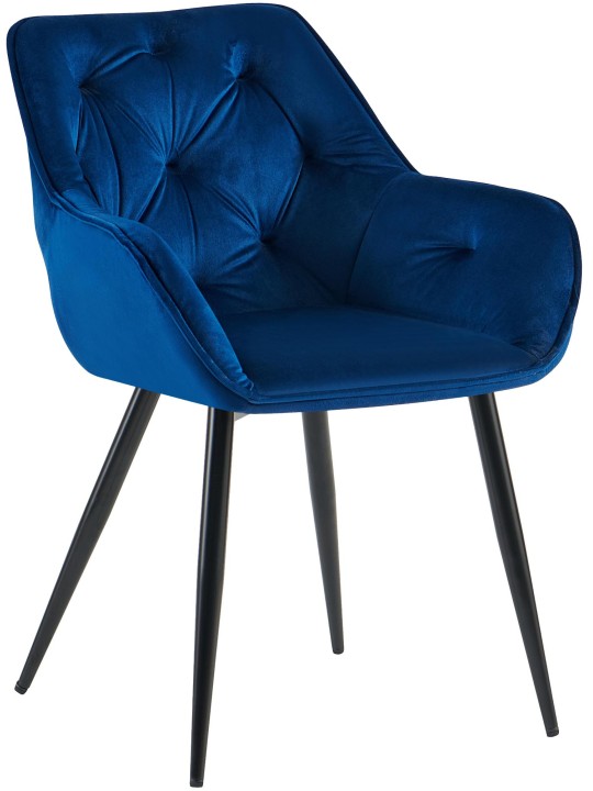 Chaise visiteur Cassis velours, bleu