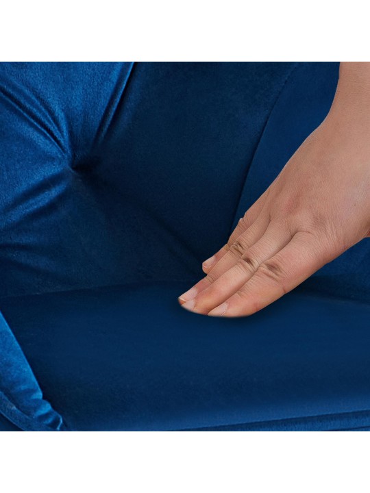 Chaise visiteur Cassis velours, bleu