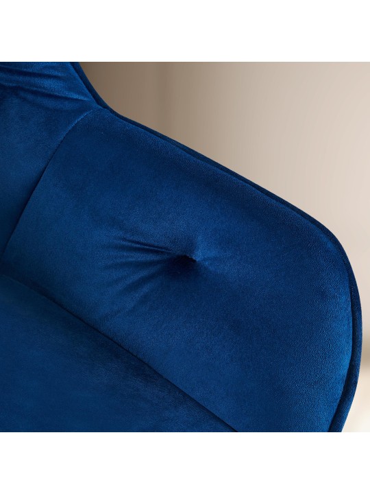 Chaise visiteur Cassis velours, bleu