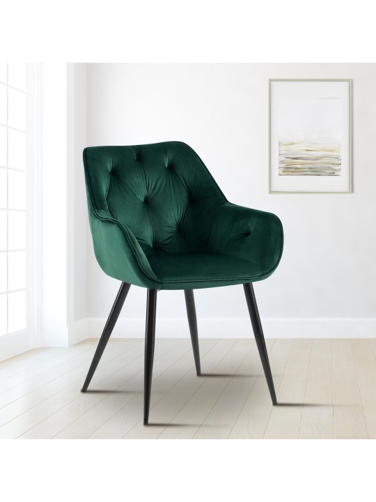 Chaise visiteur Cassis velours, vert