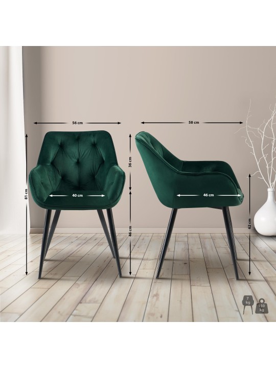 Chaise visiteur Cassis velours, vert