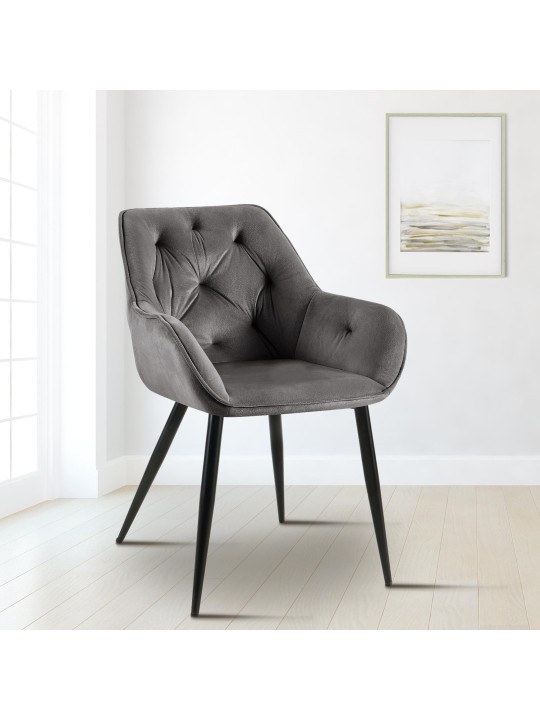 Lot de 2 chaises de salle à manger Cassis, gris foncé