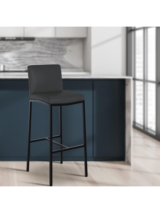 Tabouret de bar Freeport simili cuir B, gris foncé