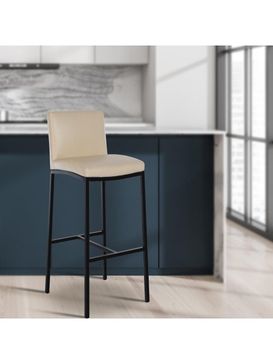Tabouret de bar Freeport simili cuir B, crème