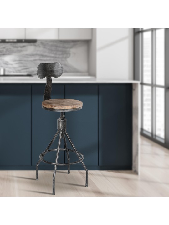 Tabouret de bar Hanam, argent antique