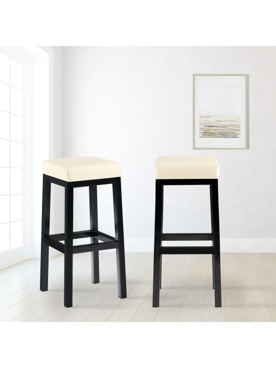 Tabouret de bar Taylor B85 simili cuir, crème