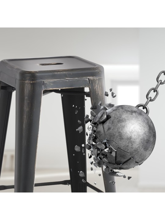 Tabouret de bar Joshua antique, noir-or