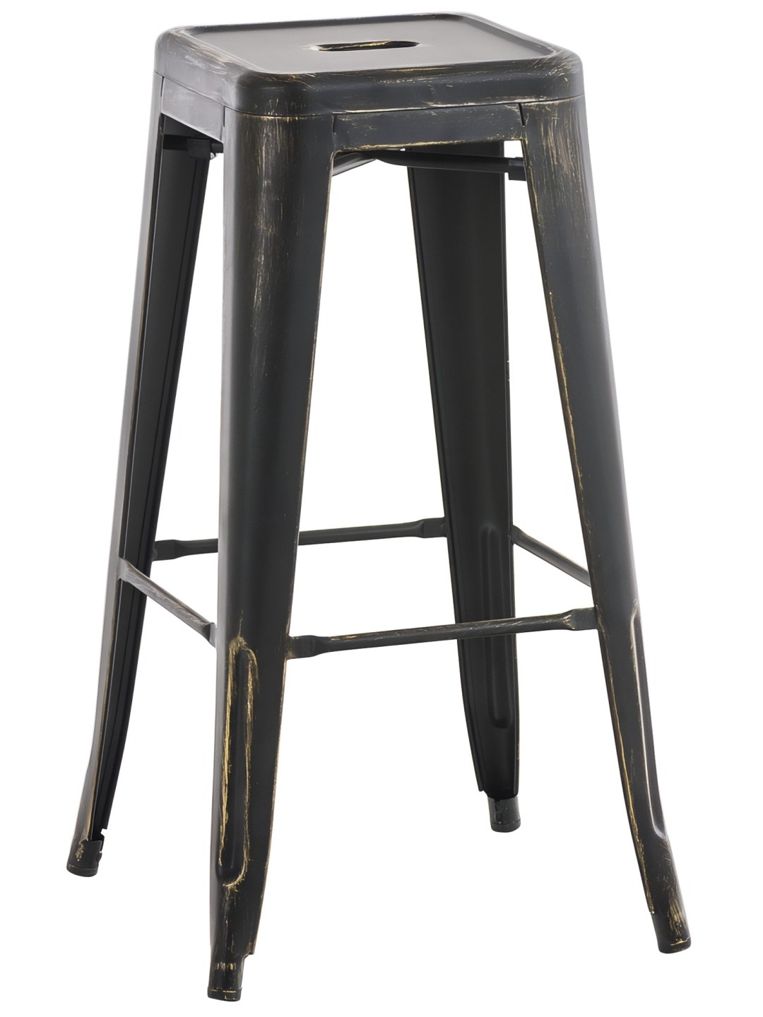 Tabouret de bar Joshua antique, noir-or