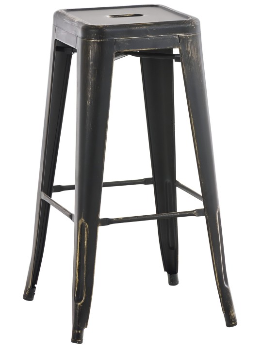 Tabouret de bar Joshua antique, noir-or