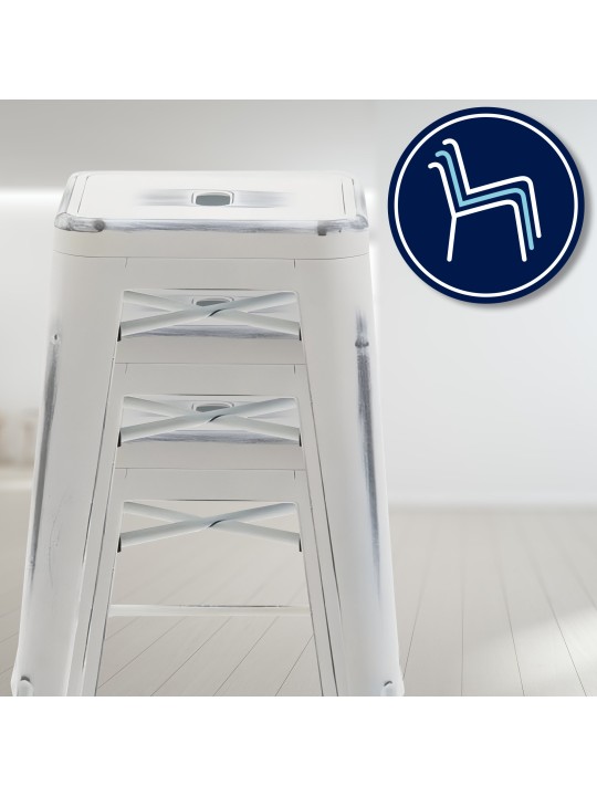 Tabouret de bar Joshua, blanc antique