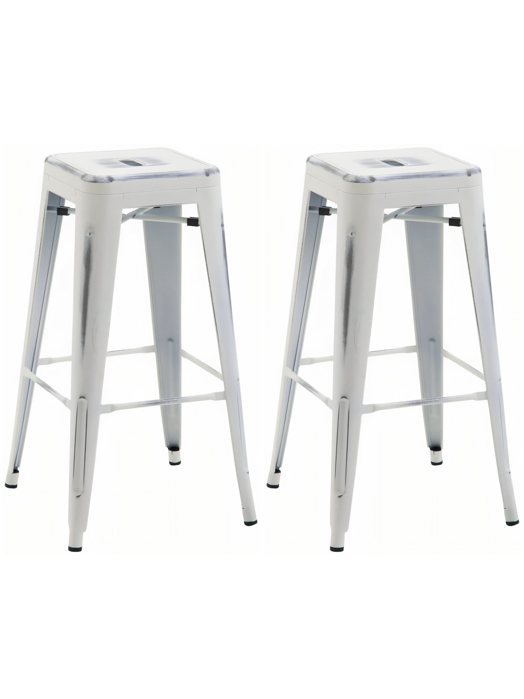 Lot de 2 tabourets de bar Joshua, blanc antique