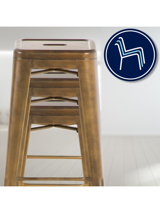 Lot de 2 tabourets de bar Joshua, or