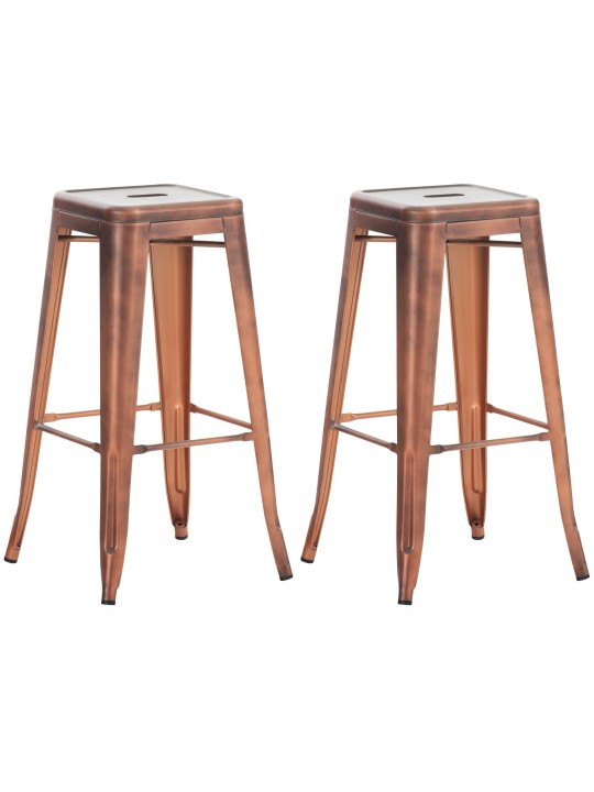 Lot de 2 tabourets de bar Joshua, cuivre