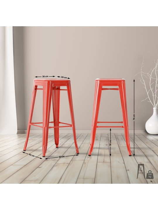Lot de 2 tabourets de bar Joshua, rouge
