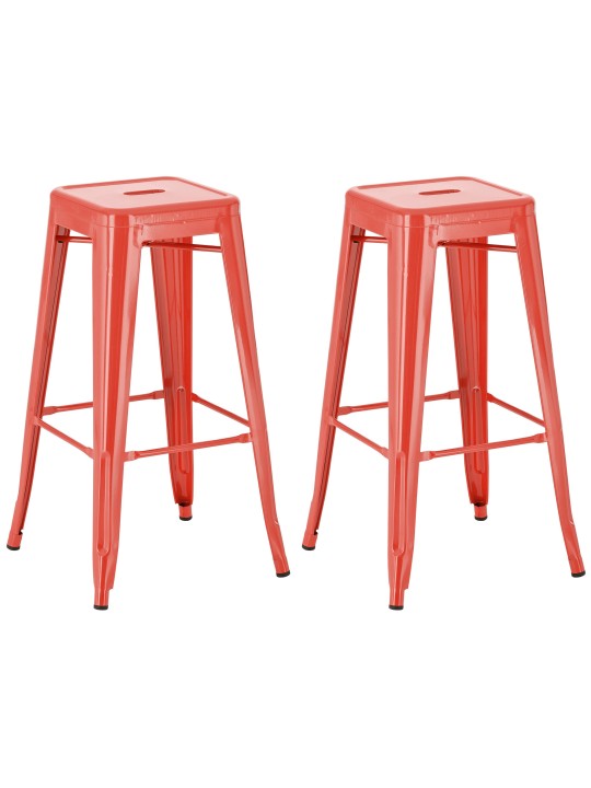 Lot de 2 tabourets de bar Joshua, rouge