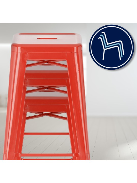 Lot de 2 tabourets de bar Joshua, rouge