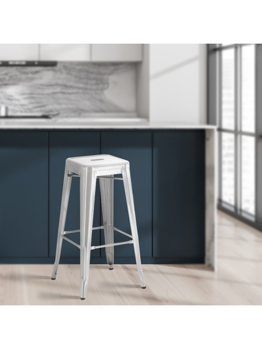 Lot de 2 tabourets de bar Joshua, argent