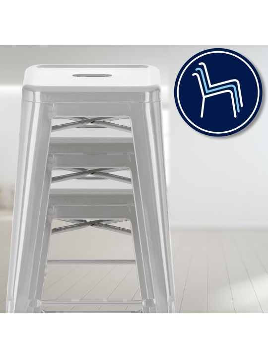 Lot de 2 tabourets de bar Joshua, argent