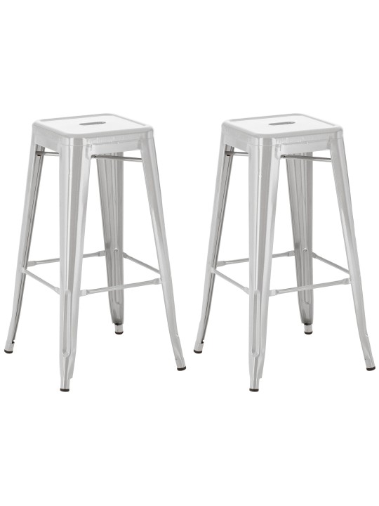 Lot de 2 tabourets de bar Joshua, argent