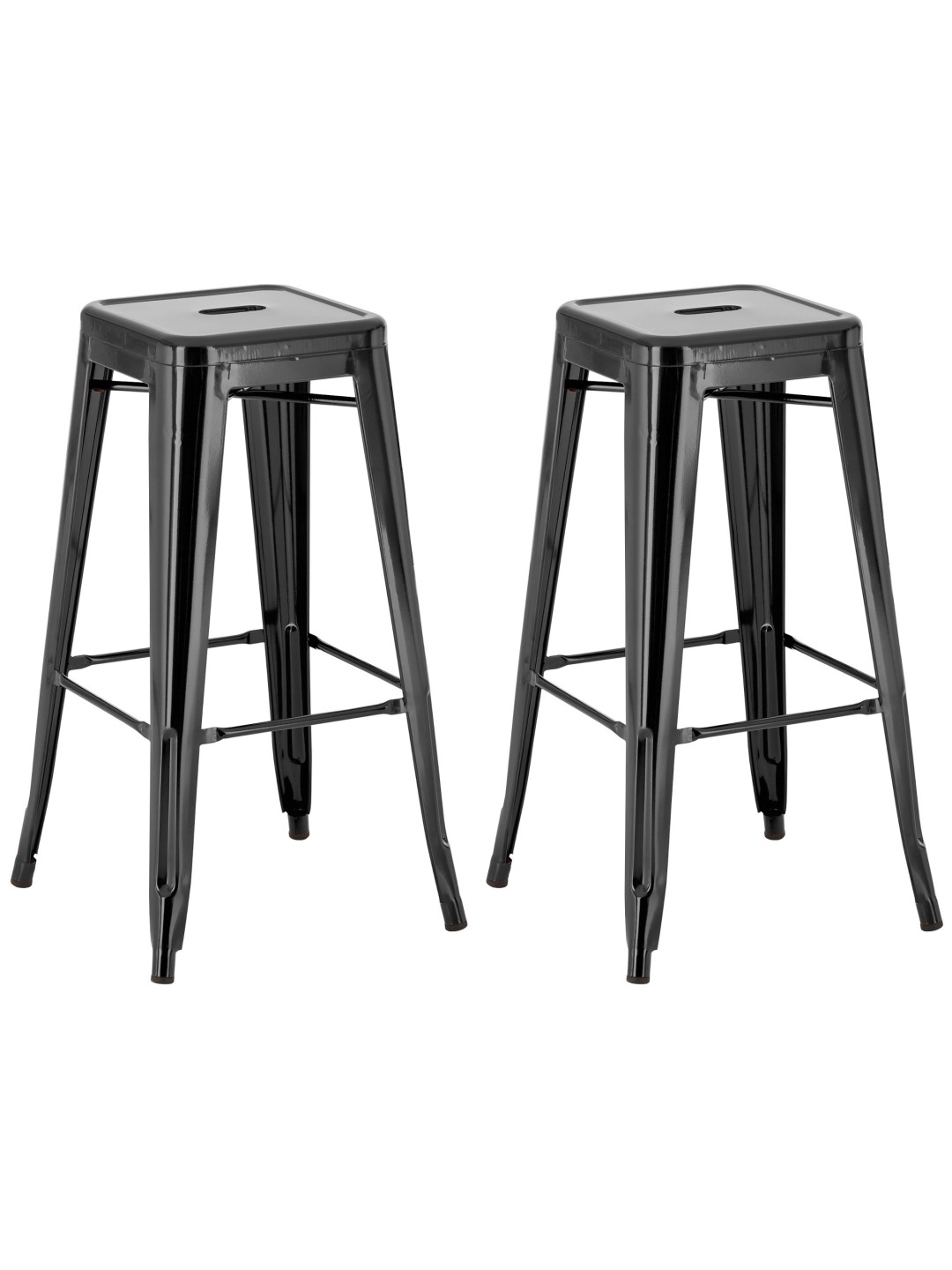 Lot de 2 tabourets de bar Joshua, noir