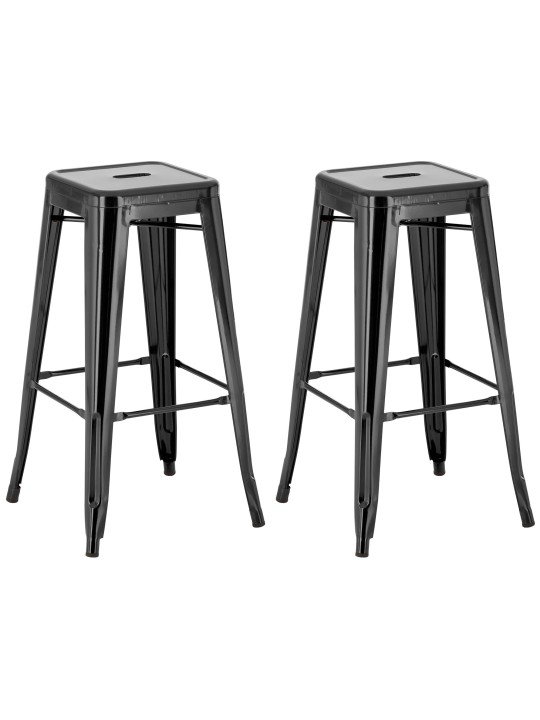 Lot de 2 tabourets de bar Joshua, noir