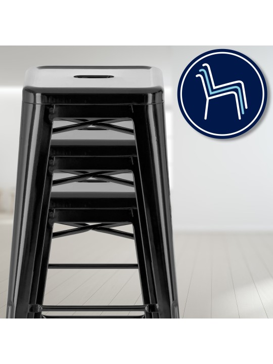 Lot de 2 tabourets de bar Joshua, noir