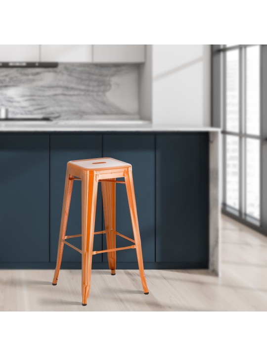 Lot de 2 tabourets de bar Joshua, orange