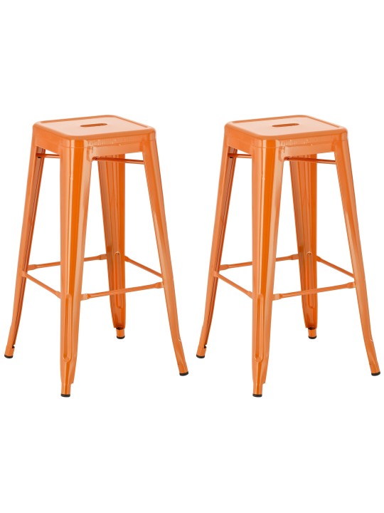 Lot de 2 tabourets de bar Joshua, orange