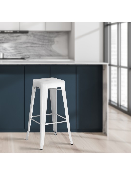 Lot de 2 tabourets de bar Joshua, blanc