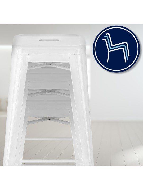 Lot de 2 tabourets de bar Joshua, blanc