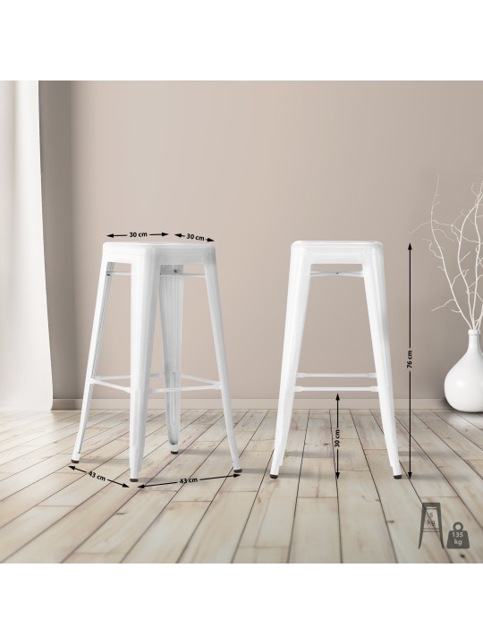 Lot de 2 tabourets de bar Joshua, blanc
