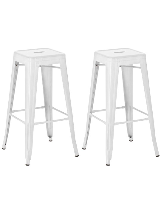 Lot de 2 tabourets de bar Joshua, blanc