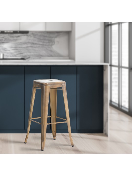 Lot de 4 tabourets de bar Joshua, or Lot de 4 tabourets de bar Joshua, or