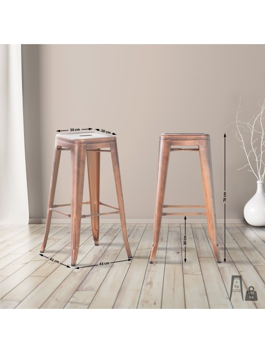 Lot de 4 tabourets de bar Joshua, cuivre Lot de 4 tabourets de bar Joshua, cuivre