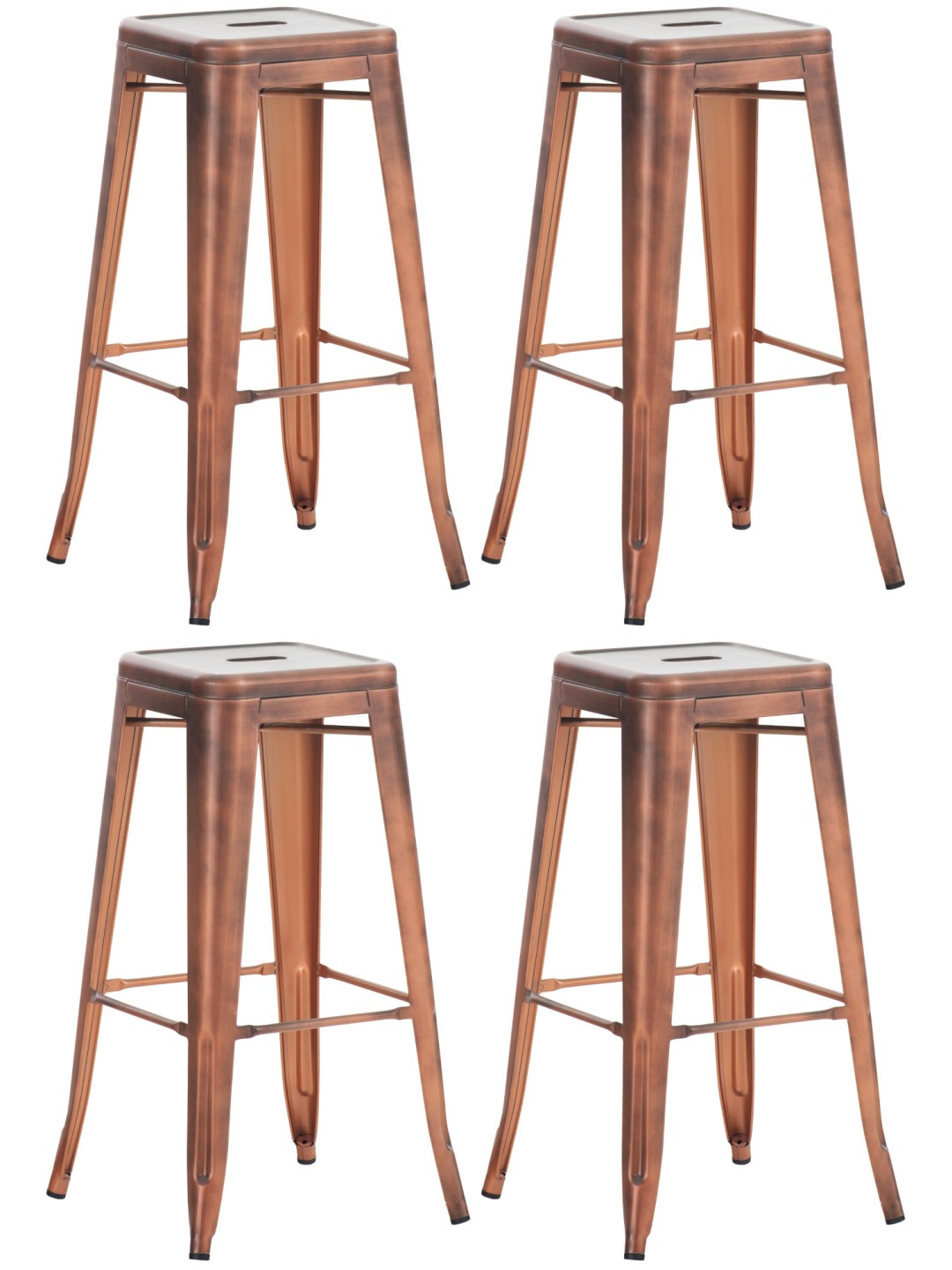 Lot de 4 tabourets de bar Joshua, cuivre