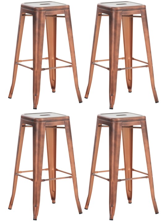 Lot de 4 tabourets de bar Joshua, cuivre Lot de 4 tabourets de bar Joshua, cuivre