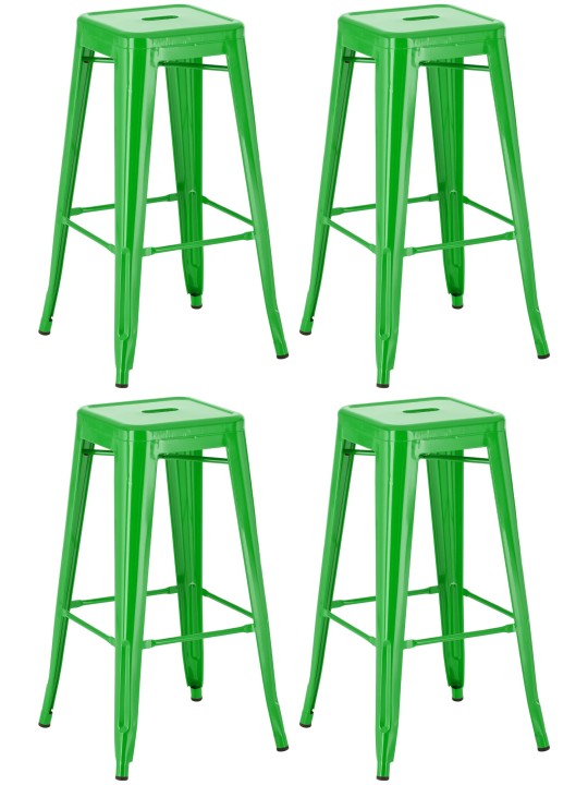 Lot de 4 tabourets de bar Joshua, vert Lot de 4 tabourets de bar Joshua, vert