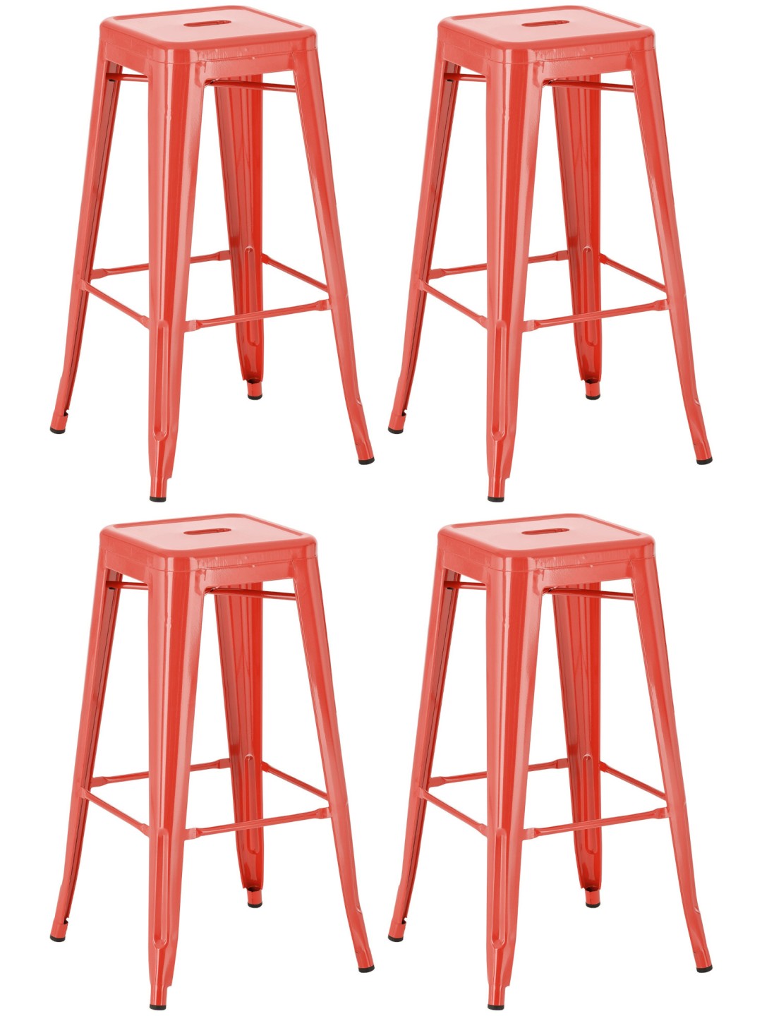 Lot de 4 tabourets de bar Joshua, rouge