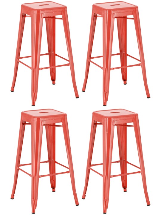 Lot de 4 tabourets de bar Joshua, rouge Lot de 4 tabourets de bar Joshua, rouge