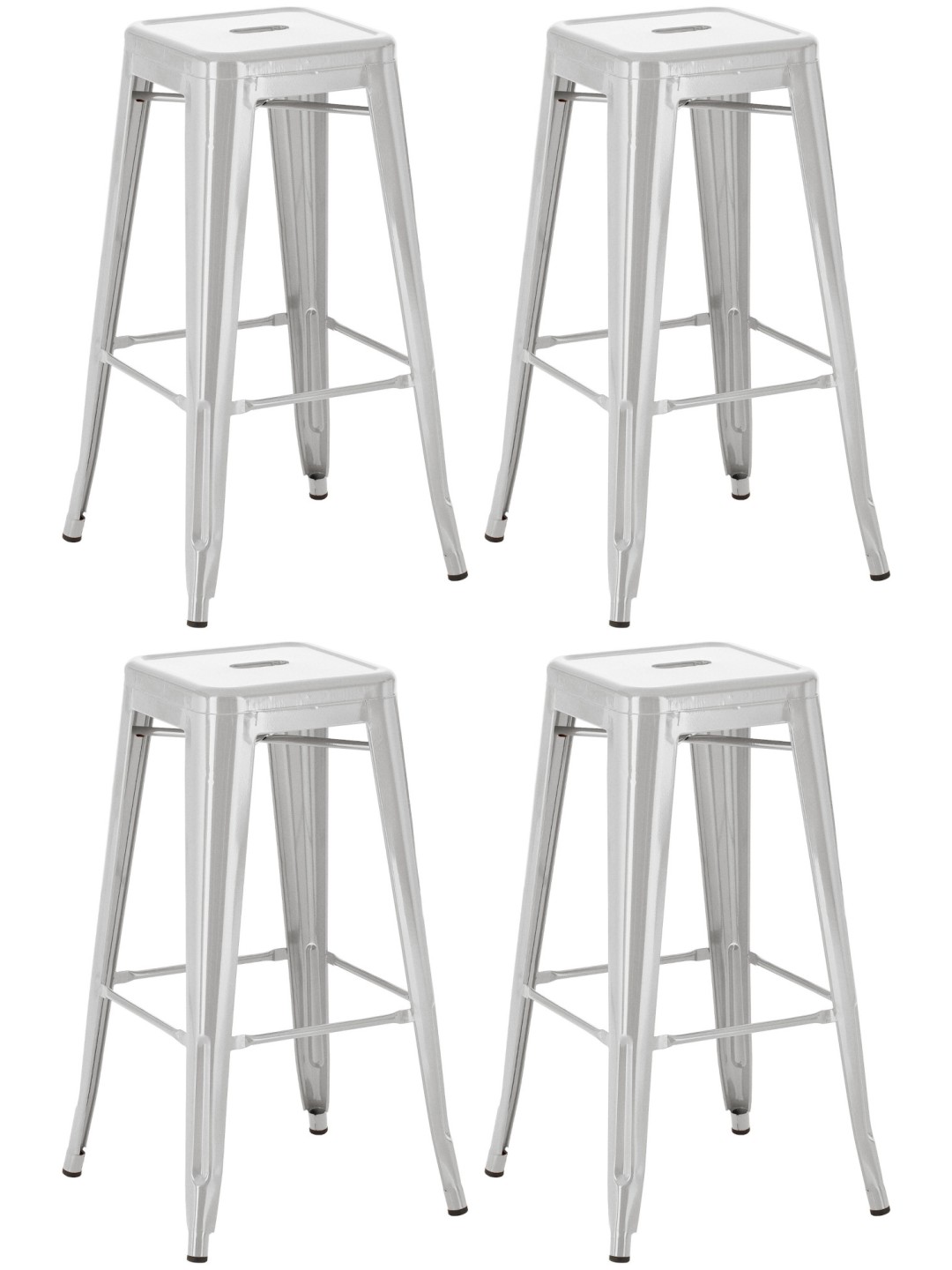 Lot de 4 tabourets de bar Joshua, argent