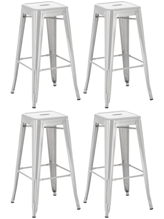 Lot de 4 tabourets de bar Joshua, argent