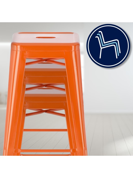 Lot de 4 tabourets de bar Joshua, orange