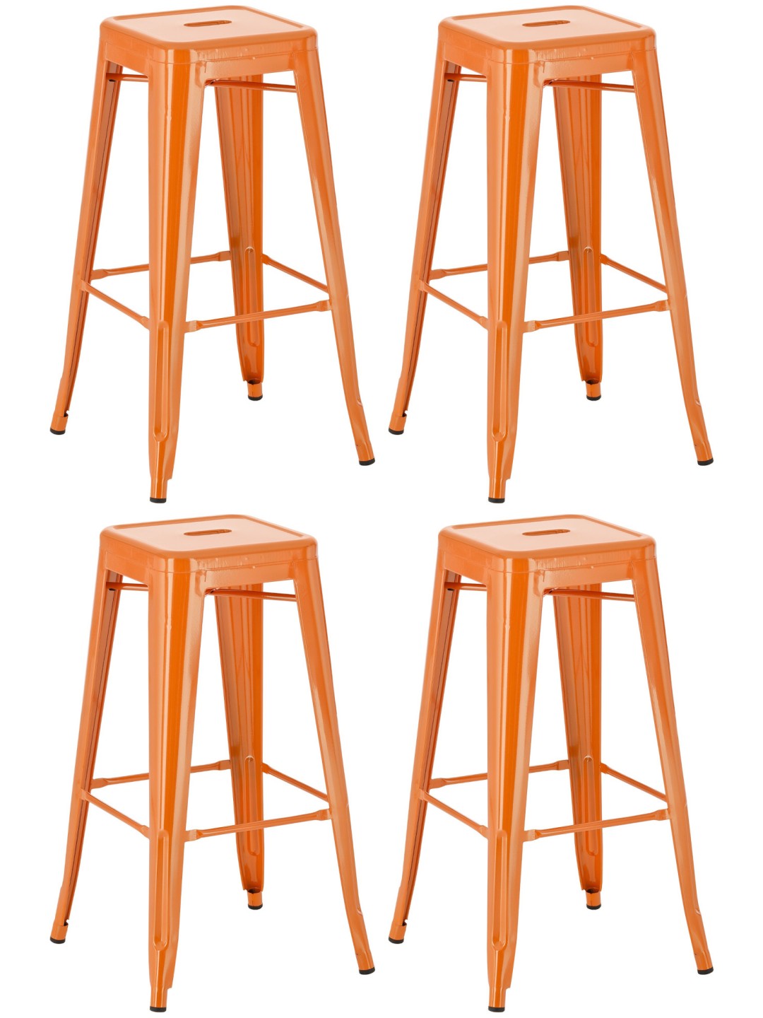 Lot de 4 tabourets de bar Joshua, orange