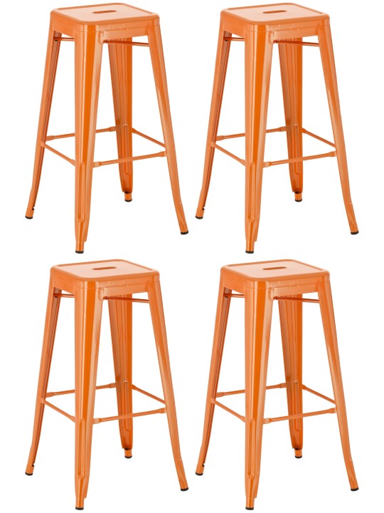 Lot de 4 tabourets de bar Joshua, orange