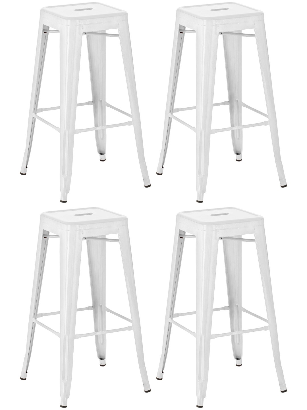 Lot de 4 tabourets de bar Joshua, blanc