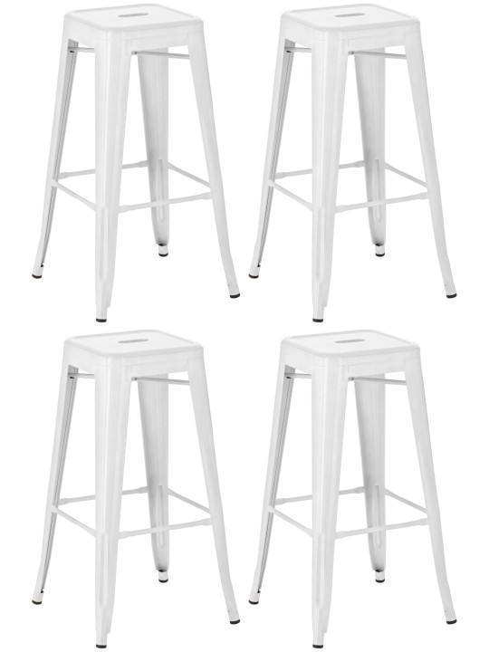 Lot de 4 tabourets de bar Joshua, blanc